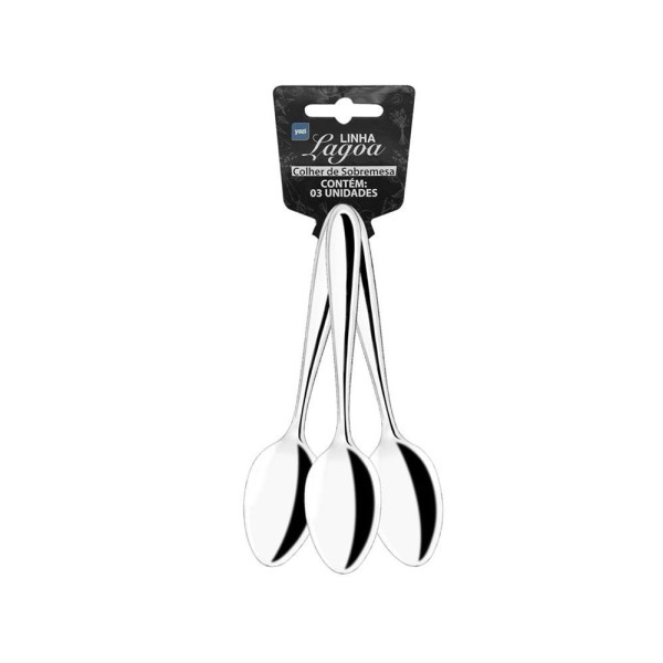 Encontraproduto.com.br - Conjunto de Colheres Yazi Sobremesa Inox c/ 3 Unid