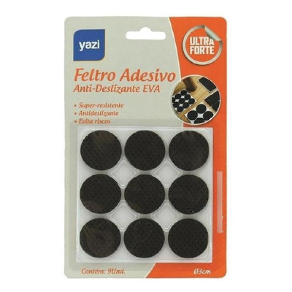 Feltro Adesivo Yazi Anti-Deslizante em EVA Redondo - 9un