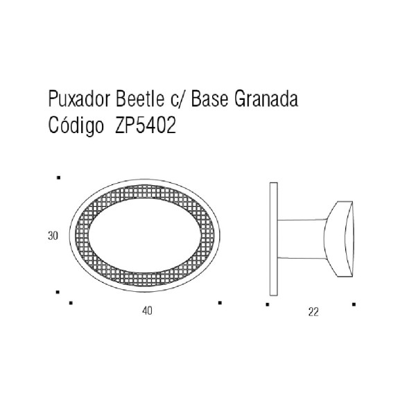 Encontraproduto.com.br - Puxador Ponto Beetle com Base Granada Vecchio Metallo Zen Design