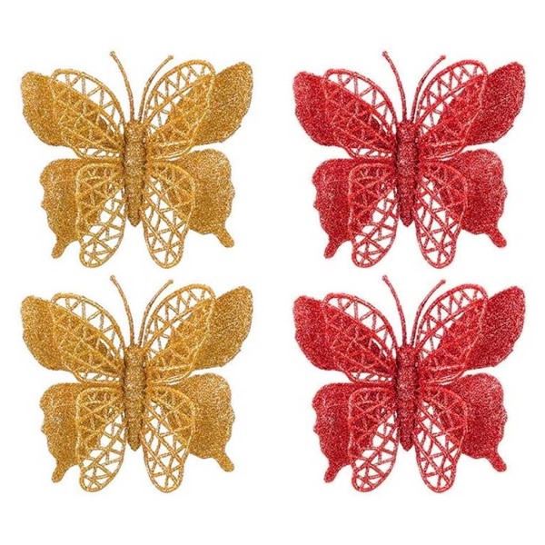 Encontraproduto.com.br - Enfeite Natal Borboleta Glitter c/2 Sortido - Zein