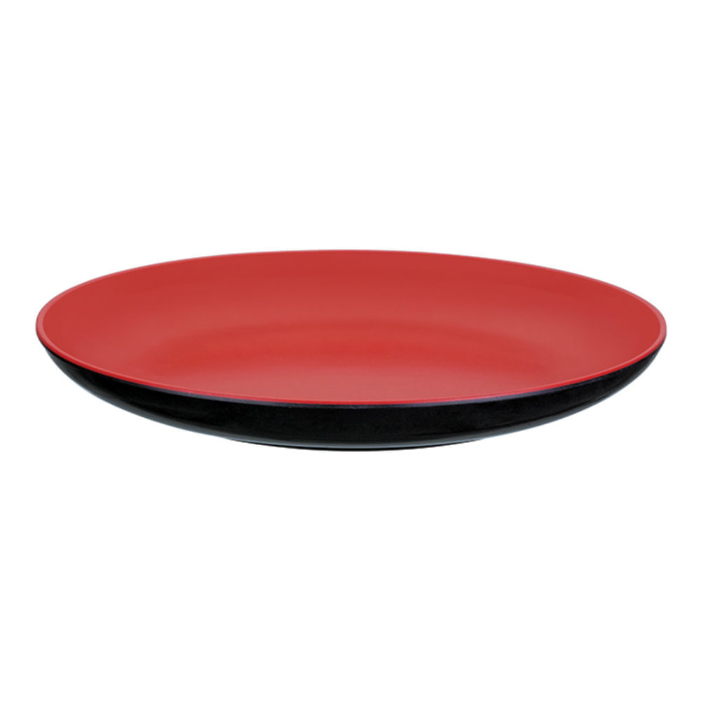 Prato Redondo Em Melamina De 20 Cm Japa Vermelho E Preto