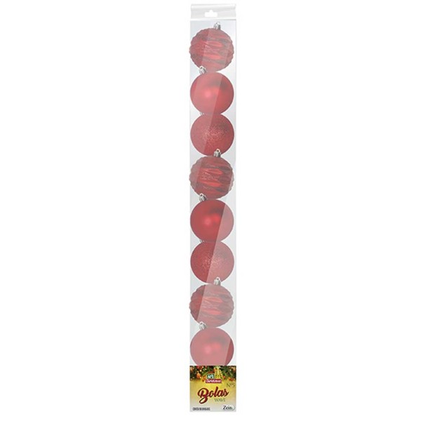 Encontraproduto.com.br - Bola de Natal Nº5 Wave Vermelha c/9 - Art Christmas
