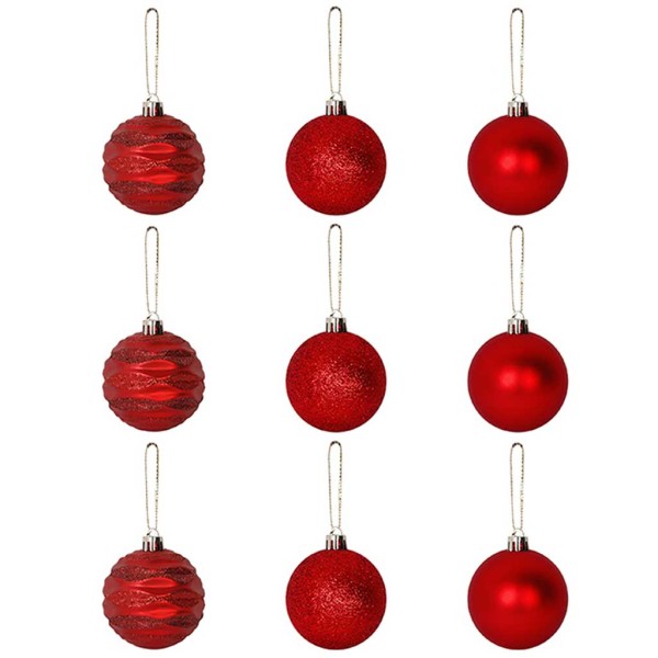 Encontraproduto.com.br - Bola de Natal Nº5 Wave Vermelha c/9 - Art Christmas