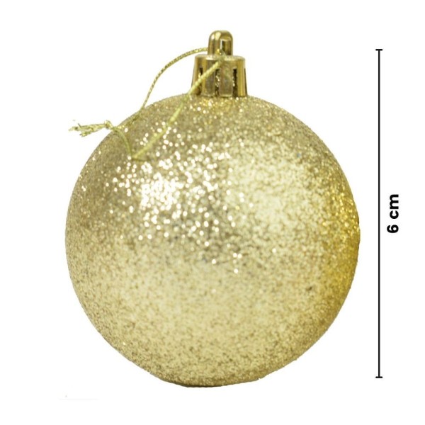 Encontraproduto.com.br - Enfeite Bola Natalina Lisa 6 Peças Em Plástico 6cm Dourada