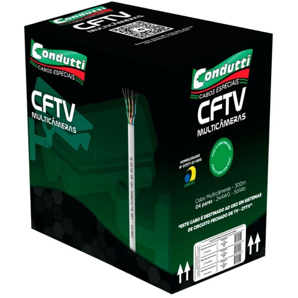 Encontraproduto.com.br - Cabo Condutti Preto UTP CFTV Multicâmeras 4 Pares 24AWG 300M (MP)