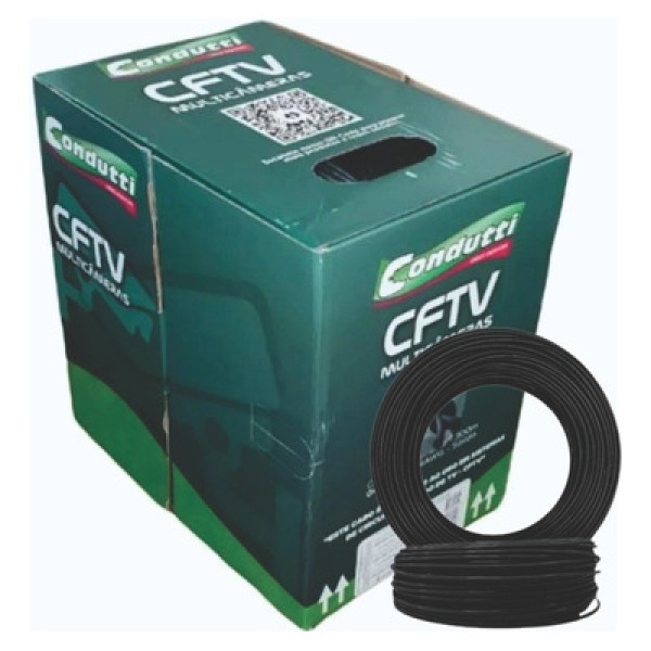 Cabo Condutti Preto UTP CFTV Multicâmeras 4 Pares 24AWG 300M (MP)