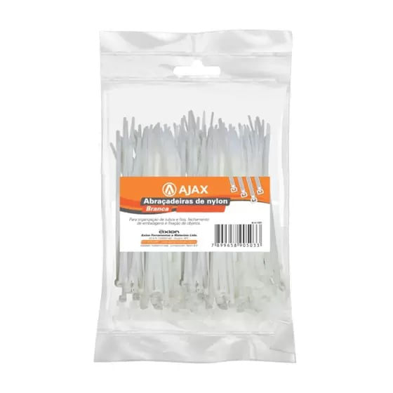 Abraçadeira de Nylon Branca 4,8X300 Pacote com 100 peças - Ajax