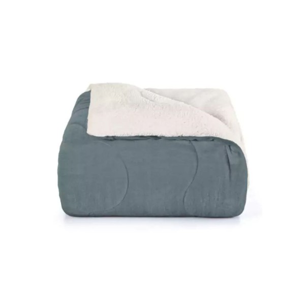 Encontraproduto.com.br - Cobertor Casal Plush Liso 2,20 x 2,40 metros Ardósia - Hedrons