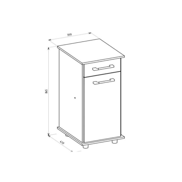 Encontraproduto.com.br - Balcão Multiuso Cozinha Isis 1 Porta E 1 Gaveta C- Tampo 35cm Carvalho - Nicioli