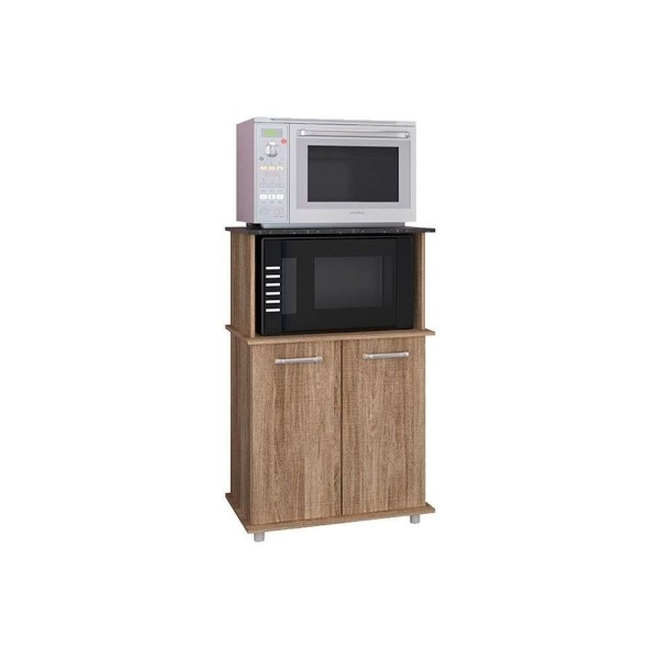 Encontraproduto.com.br - Balcão Multiuso Cozinha Isis 2 Portas E Nicho P/ Microondas 69cm Carvalho - Nicioli