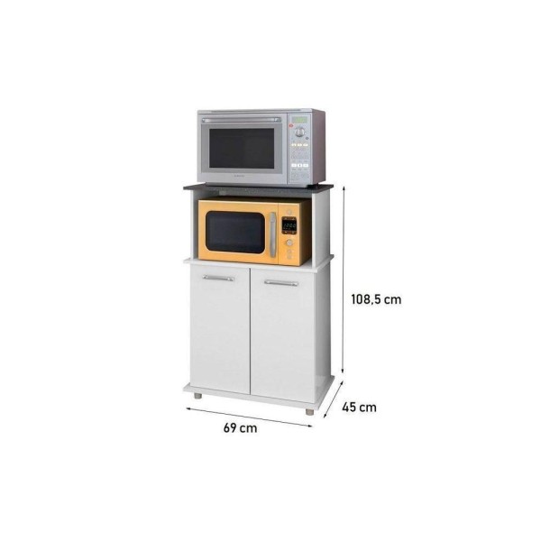 Encontraproduto.com.br - Balcão Multiuso Cozinha Isis 2 Portas E Nicho P/ Microondas 69cm Carvalho - Nicioli