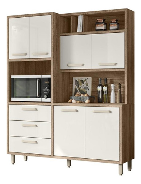 Encontraproduto.com.br - Armario Cozinha Moana 6 Portas E 3 Gavetas Carvalho Nature/off White Carvalho Nature/off White