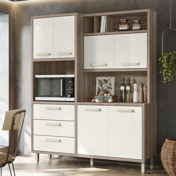 Encontraproduto.com.br - Armario Cozinha Moana 6 Portas E 3 Gavetas Carvalho Nature/off White Carvalho Nature/off White