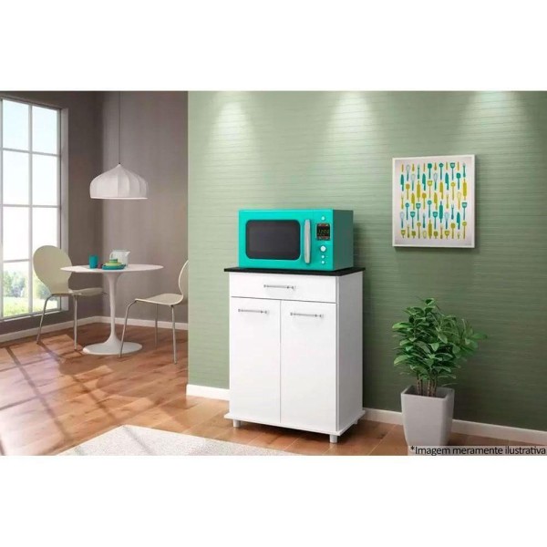 Encontraproduto.com.br - Balcão Multiuso Cozinha Isis 2 Portas E 1 Gaveta C-tampo 65cm Branco - Nicioli
