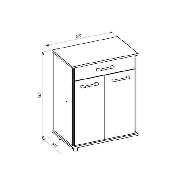 Encontraproduto.com.br - Balcão Multiuso Cozinha Isis 2 Portas E 1 Gaveta C-tampo 65cm Branco - Nicioli