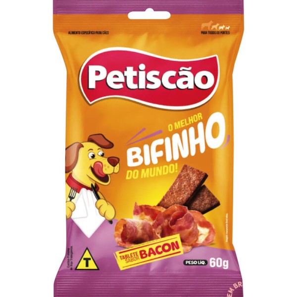 Encontraproduto.com.br - Bifinho para Cães Petiscão Bacon Pacote com 60g