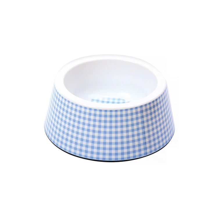 Tigela Jambo Plástica Vichy Azul 3 para Cães - 19cm