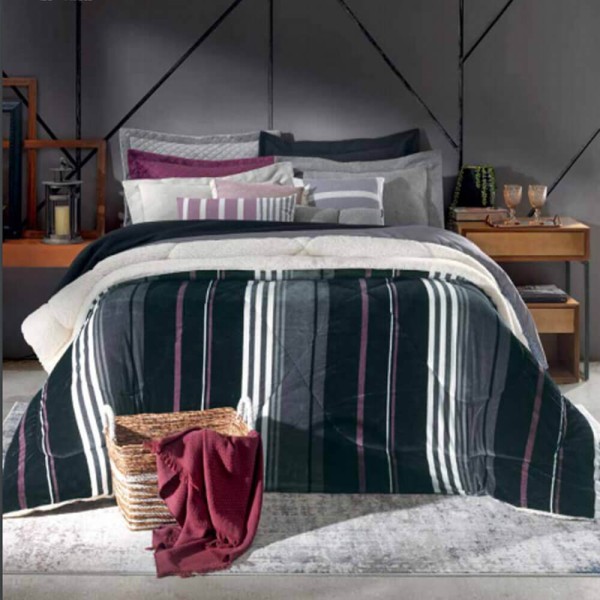 Edredom Queen Plush Sherpa Estampado 2,35 MT x 2,60 MT - Hedrons