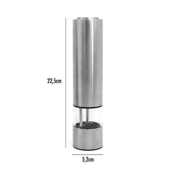 Encontraproduto.com.br - Moedor De Sal Pimenta Elétrico Inox C/ Luz Led Pilha Unyhome