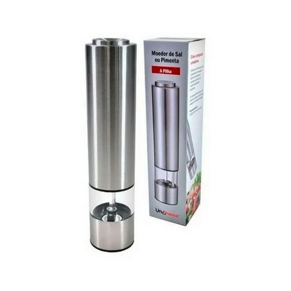 Encontraproduto.com.br - Moedor De Sal Pimenta Elétrico Inox C/ Luz Led Pilha Unyhome