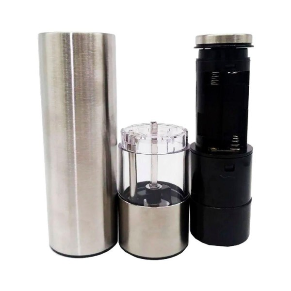 Encontraproduto.com.br - Moedor De Sal Pimenta Elétrico Inox C/ Luz Led Pilha Unyhome