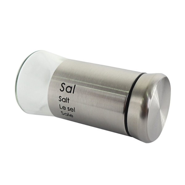 Encontraproduto.com.br - Saleiro E Pimenteiro Kit 2 Peças Vidro Com Inox Unyhome