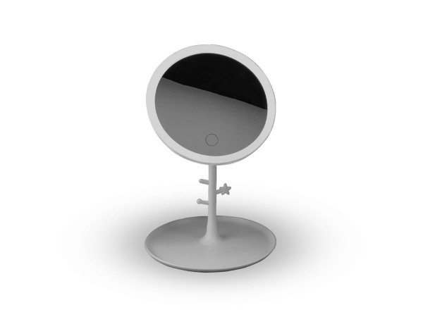 Encontraproduto.com.br - Espelho de Mesa de Plástico 18cm C/ Bandeja e Luz LED UniHome