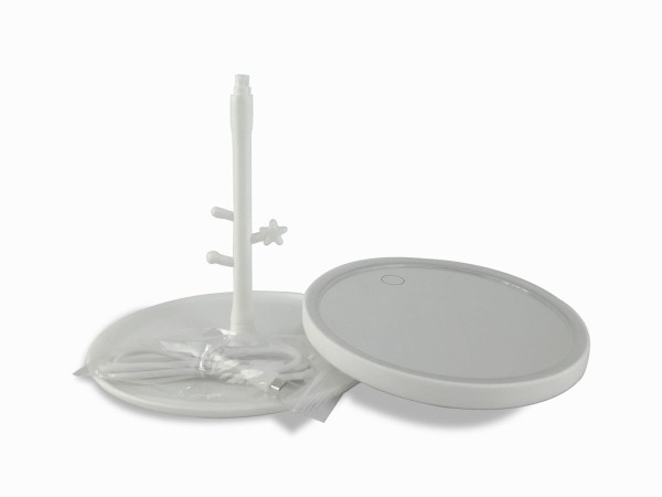 Encontraproduto.com.br - Espelho de Mesa de Plástico 18cm C/ Bandeja e Luz LED UniHome