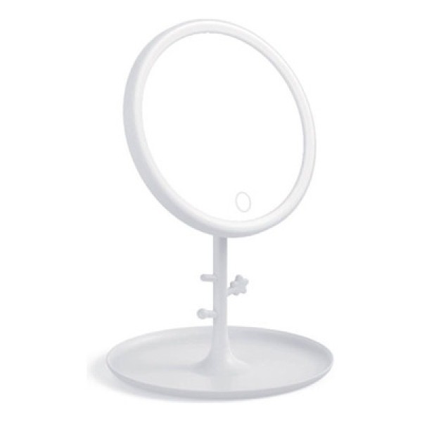 Encontraproduto.com.br - Espelho de Mesa de Plástico 18cm C/ Bandeja e Luz LED UniHome