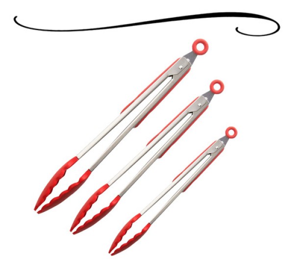 Pinça Pegador Multiuso Pegador de Silicone 25,5 cm Vermelho UNYHOME.