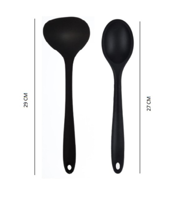 Duas Peças de Concha e Colher em Silicone Preto UnyHome