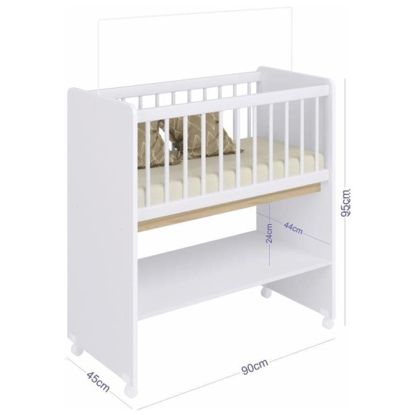 Encontraproduto.com.br - Mini Berço em MDP Branco Moisés Normatizado com Colchão Completa Móveis BY501