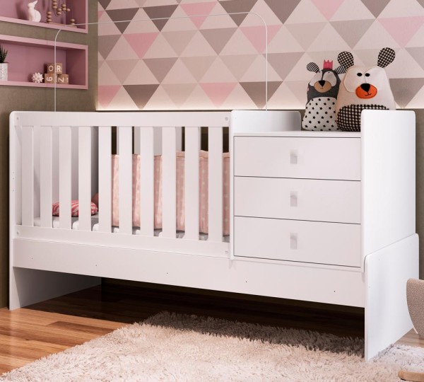 Berço Multifuncional 03 Gavetas BB680 Branco Completa Moveis