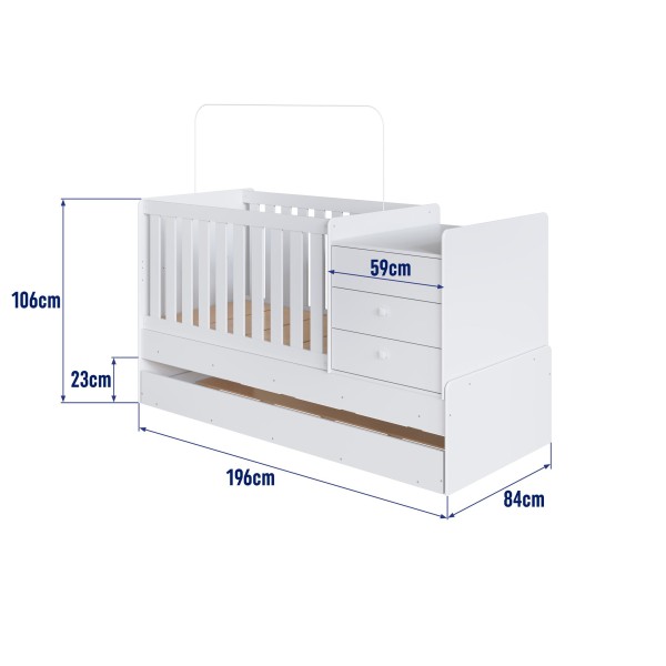 Encontraproduto.com.br - Berço Multifuncional Com Cama Auxiliar BB690 Branco Completa Moveis