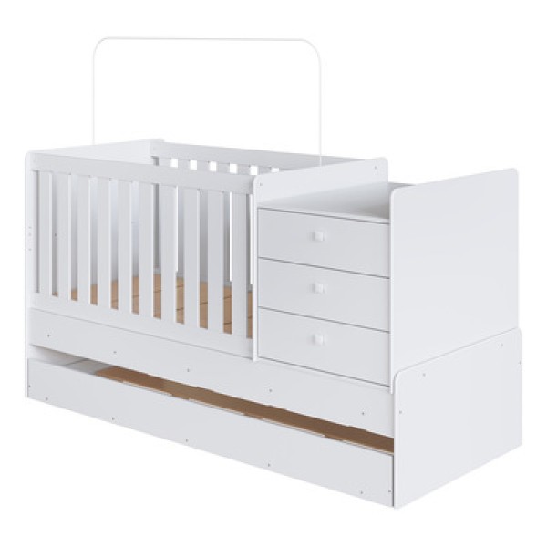 Encontraproduto.com.br - Berço Multifuncional Com Cama Auxiliar BB690 Branco Completa Moveis