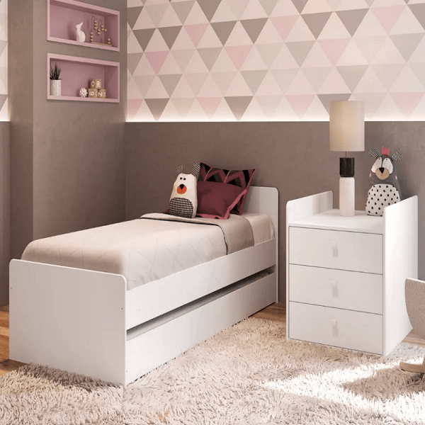 Encontraproduto.com.br - Berço Multifuncional Com Cama Auxiliar BB690 Branco Completa Moveis