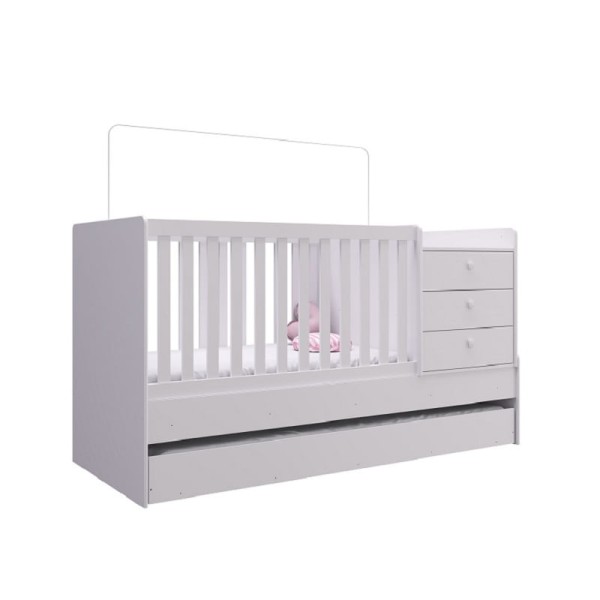 Encontraproduto.com.br - Berço Multifuncional Com Cama Auxiliar BB690 Branco Completa Moveis