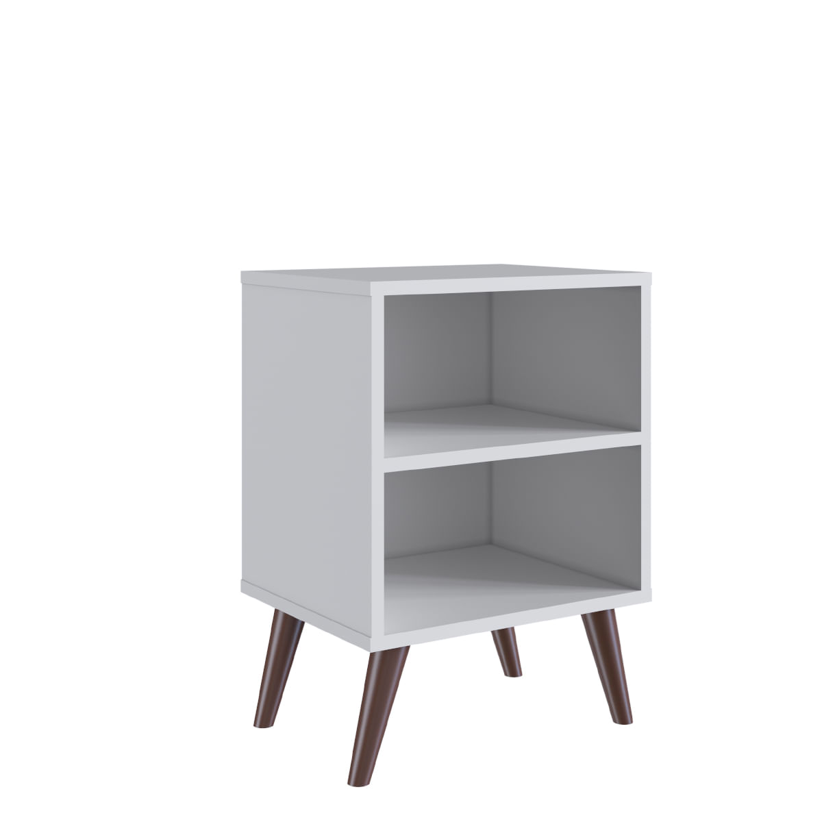 Encontraproduto.com.br - Mesa de Cabeceira Retrô com Prateleira em MDP Branco Completa Móveis