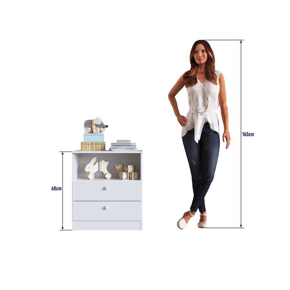 Encontraproduto.com.br - Cômoda Infantil Aconchego com 2 Gavetas e 1 Nicho - Branco