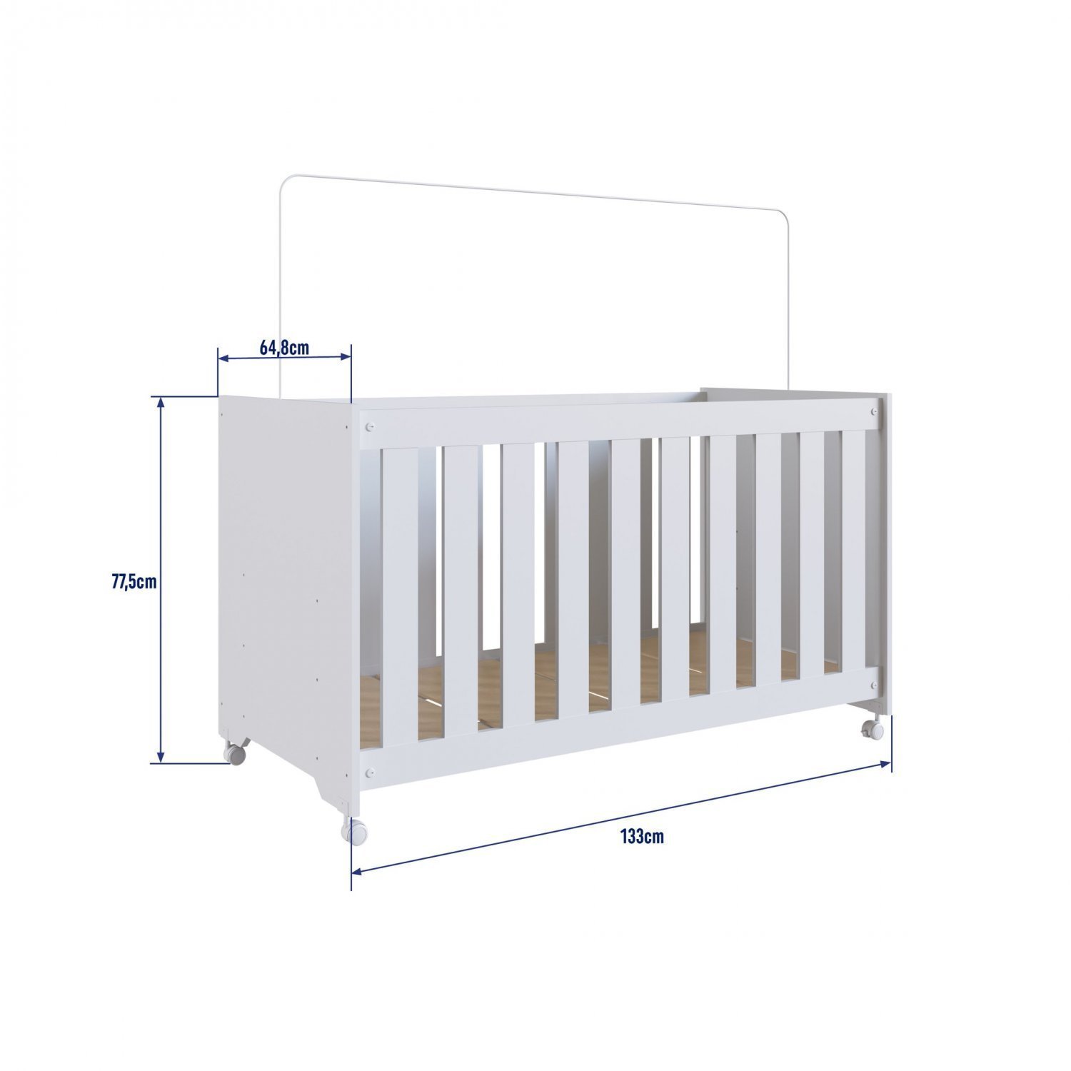 Encontraproduto.com.br - Berço Infantil Com Rodízios Branco Lilies Móveis