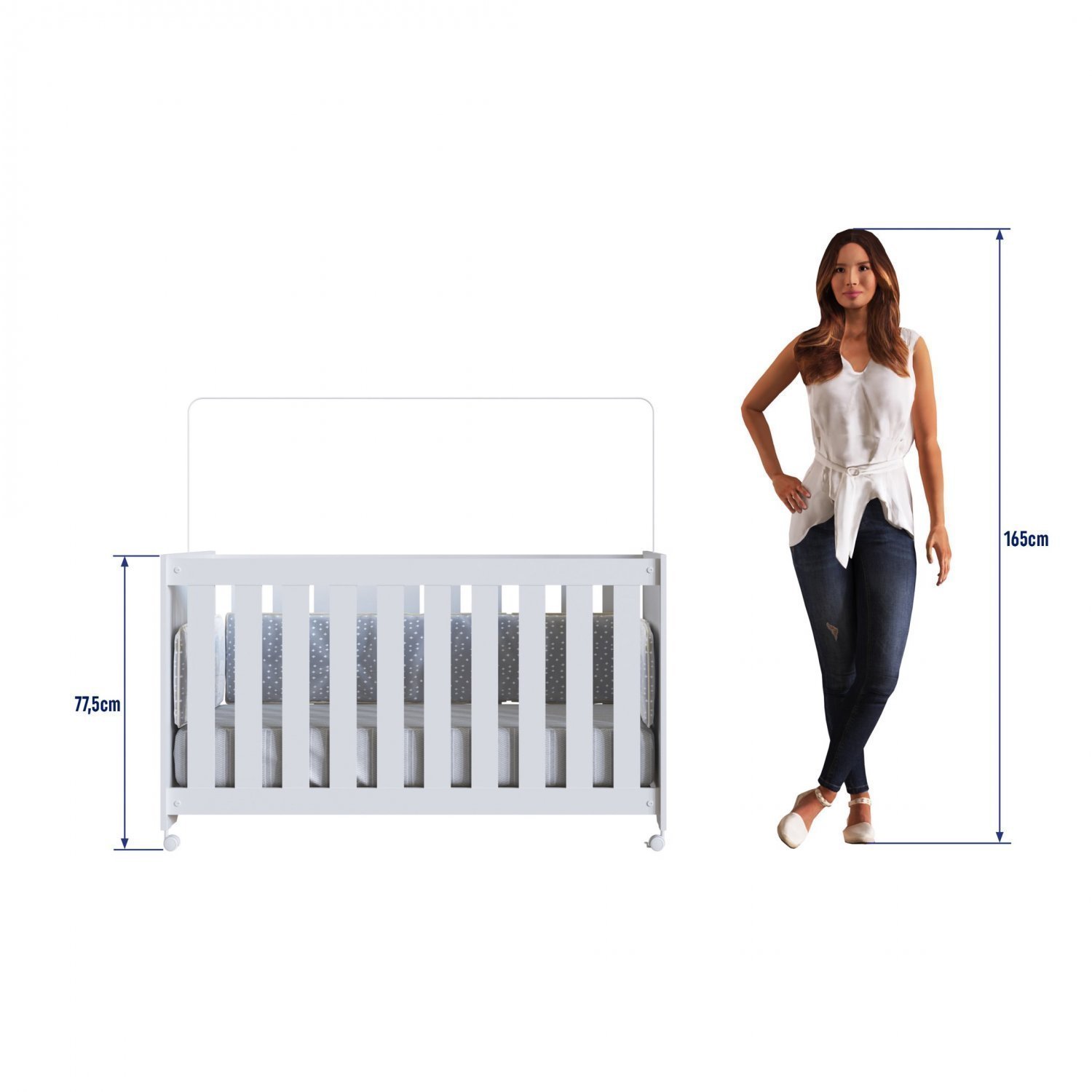 Encontraproduto.com.br - Berço Infantil Com Rodízios Branco Lilies Móveis