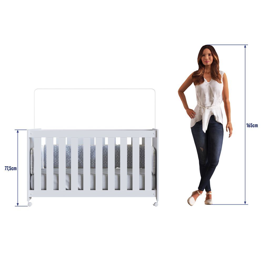 Encontraproduto.com.br - Berço Infantil Com Rodízios Branco Lilies Móveis