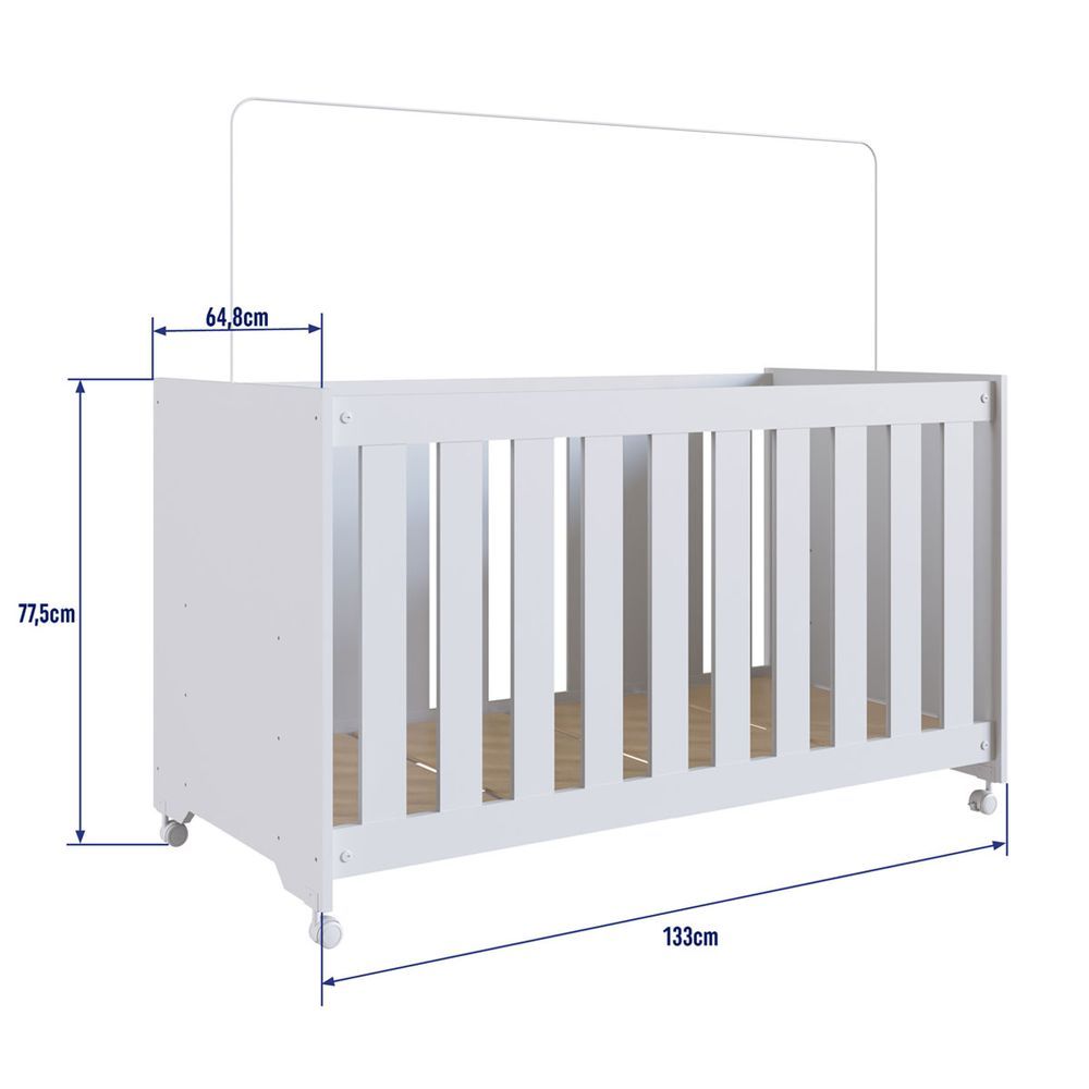 Encontraproduto.com.br - Berço Infantil Com Rodízios Branco Lilies Móveis