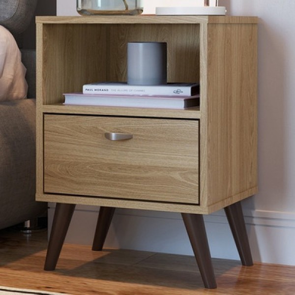 Mesa de Cabeceira com Prateleira e 01 Gaveta CMP Oak