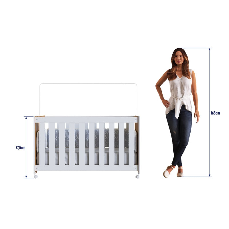 Encontraproduto.com.br - Berço Rodízios Nogal Branco Linha Aconchego Completa Móveis