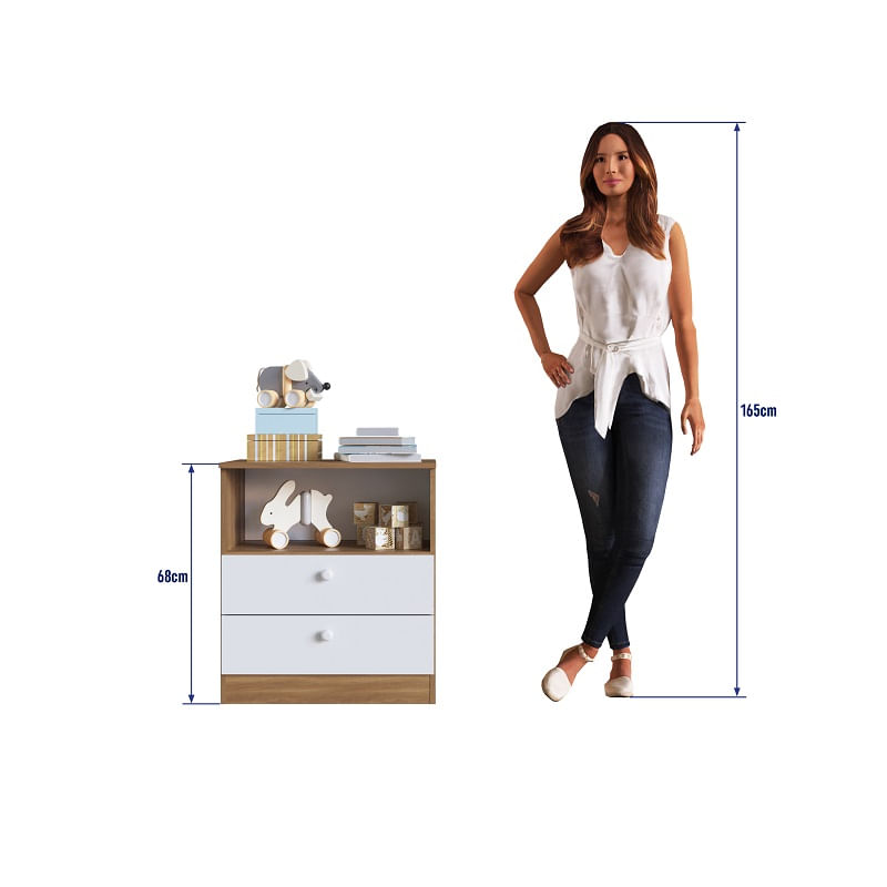 Encontraproduto.com.br - Cômoda Infantil Com 2 Gavetas E Nicho Nogal Com Branco