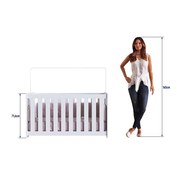 Encontraproduto.com.br - Berço Infantil com Colchão Bebê Aconchego 3 Regulagens de Altura 3 em 1 Elegante Branco