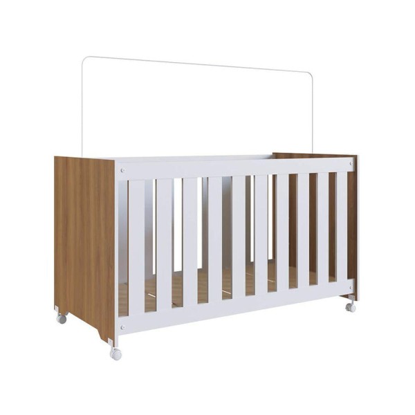 Encontraproduto.com.br - Berço Infantil Rodízio E Colchão Nogal Manchester Com Branco Lilies Móveis