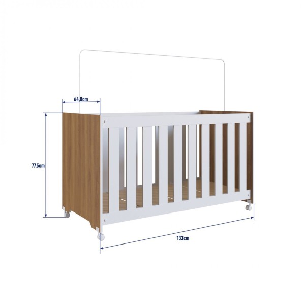 Encontraproduto.com.br - Berço Infantil Rodízio E Colchão Nogal Manchester Com Branco Lilies Móveis