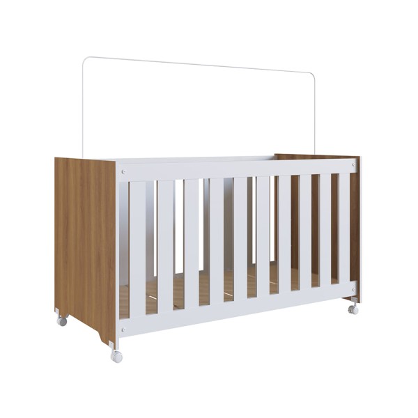 Encontraproduto.com.br - Berço Infantil Rodízio E Colchão Nogal Manchester Com Branco Lilies Móveis